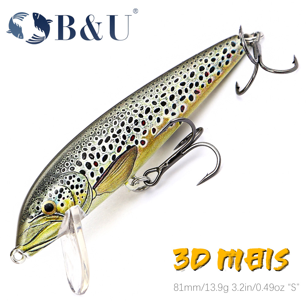 Fishing Lure Jerkbait - B&U 80mm Sinking Minnow Wobbling Fishing