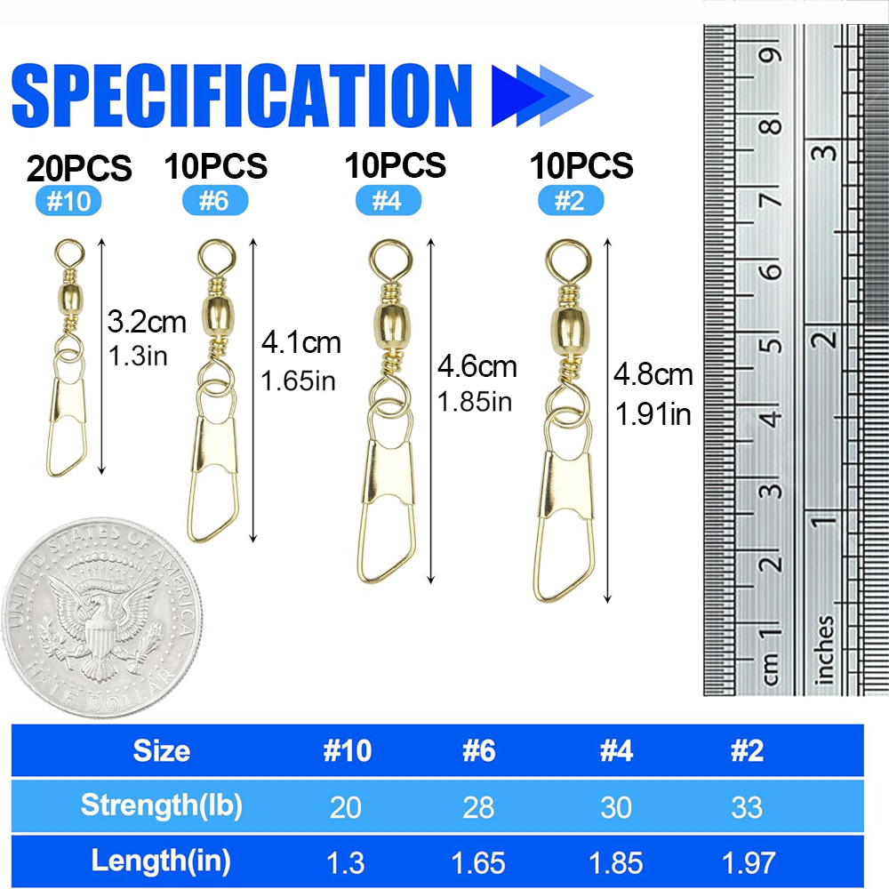 50Pcs Gold Fishing Barrel Swiv - Fishing Lure Accessories recension och pris