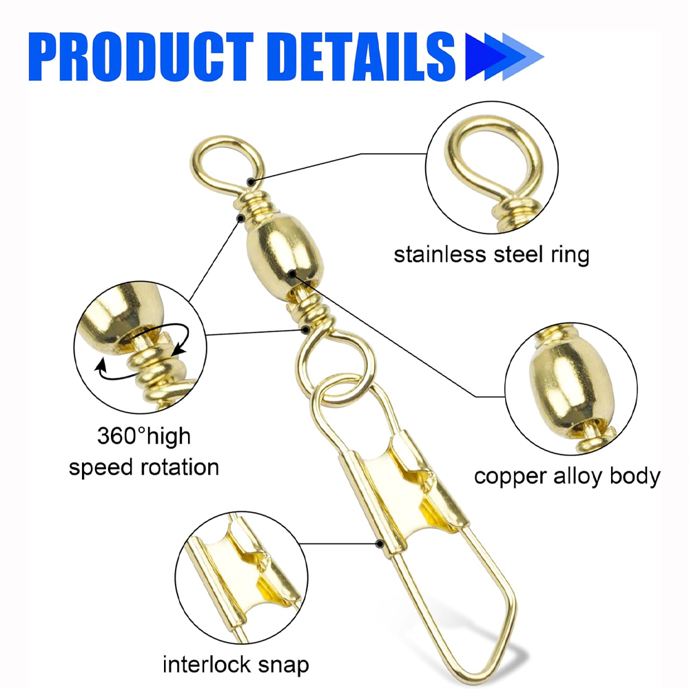 50Pcs Gold Fishing Barrel Swiv - Fishing Lure Accessories recension och pris