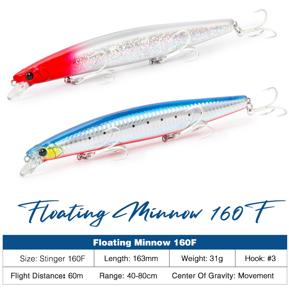 TSURINOYA 160F Floating Minnow - Fishing Lure Topwater recension och pris